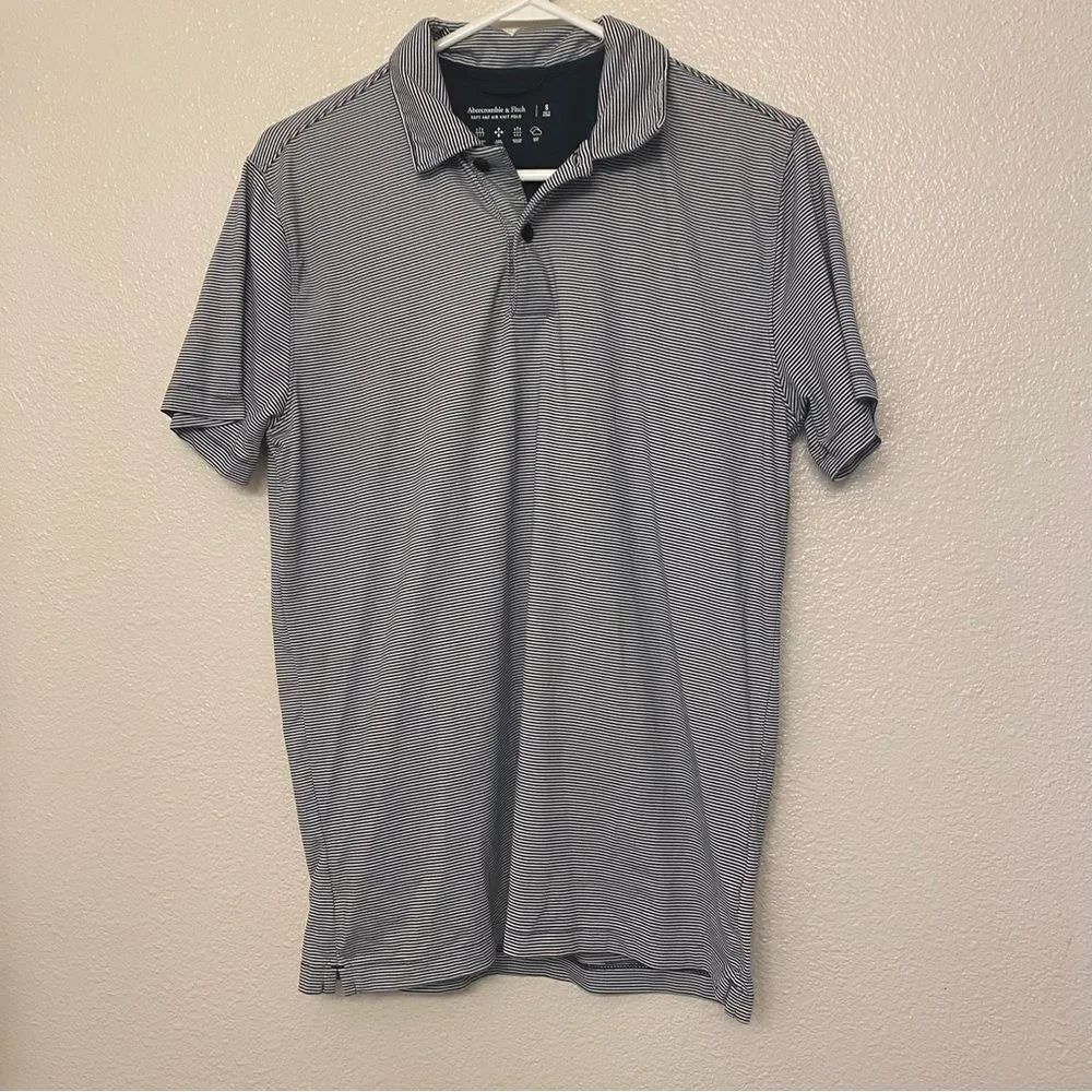 Abercrombie and Fitch Mens pinstripe soft stretch air knot polo shirt Small